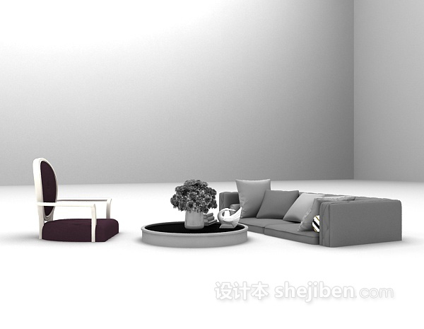 免费欧式多人沙发3d模型下载