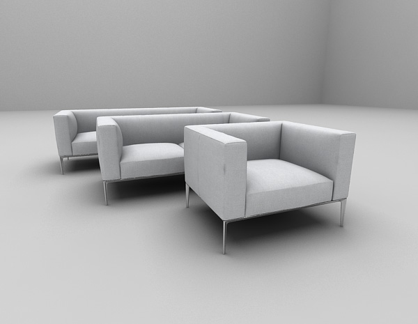 现代风格现代白色沙发3d模型下载