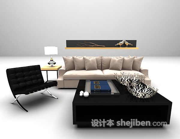 现代风格多人沙发3d模型下载