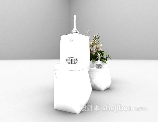 现代风格白色摆设品3d模型下载