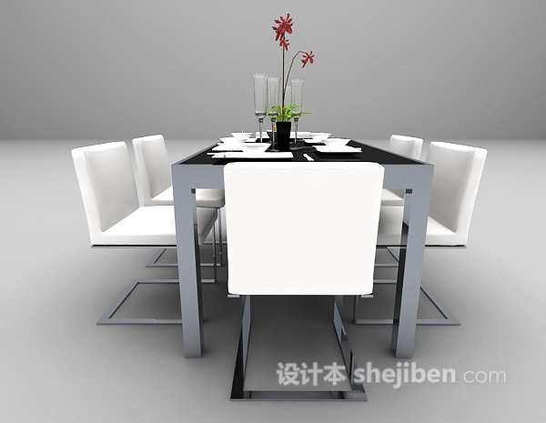 设计本现代桌椅3d模型下载