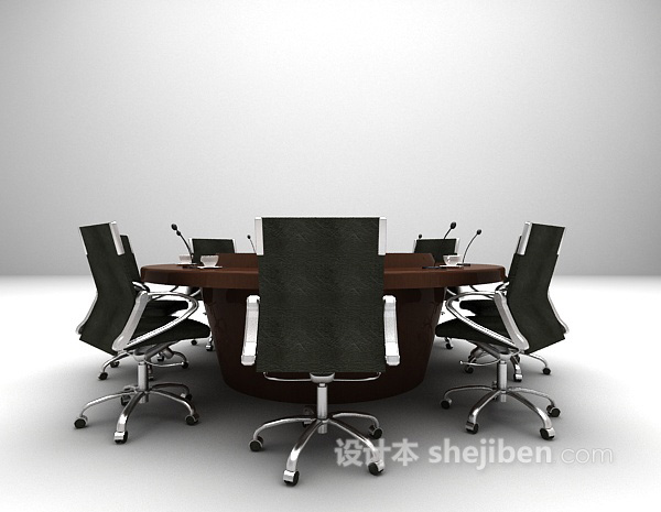 设计本圆形会议桌3d模型下载