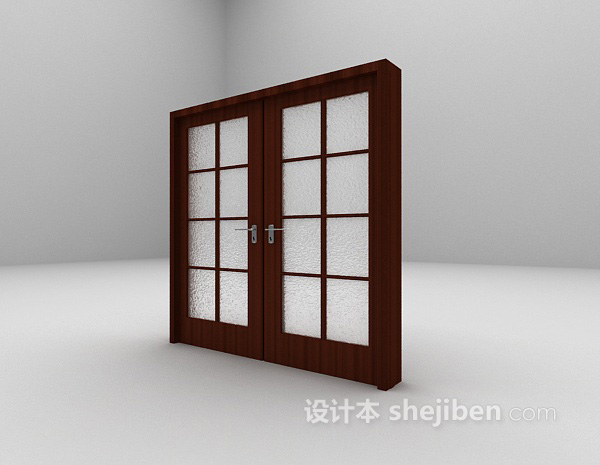 免费现代玻璃木门3d模型下载