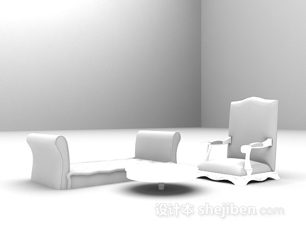 免费白色系沙发3d模型下载