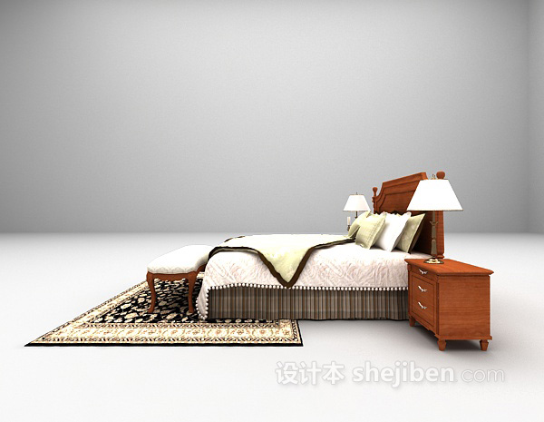 设计本现代床免费3d模型下载