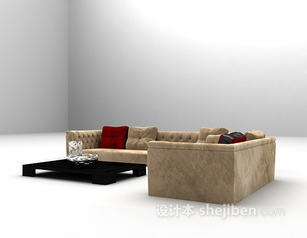 设计本灰色组合沙发3d模型下载