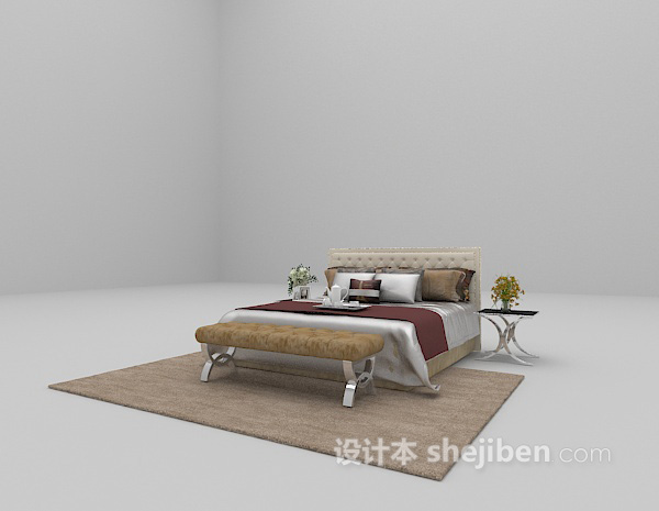 免费家庭矮床3d模型下载