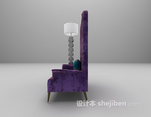 设计本紫色高背沙发3d模型下载