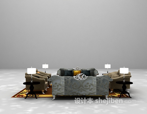 欧式风格欧式组合沙发欣赏3d模型下载