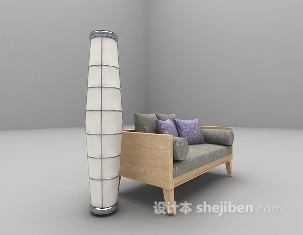 现代风格木质沙发3d模型下载