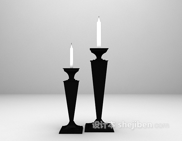 欧式风格黑色烛台灯3d模型下载