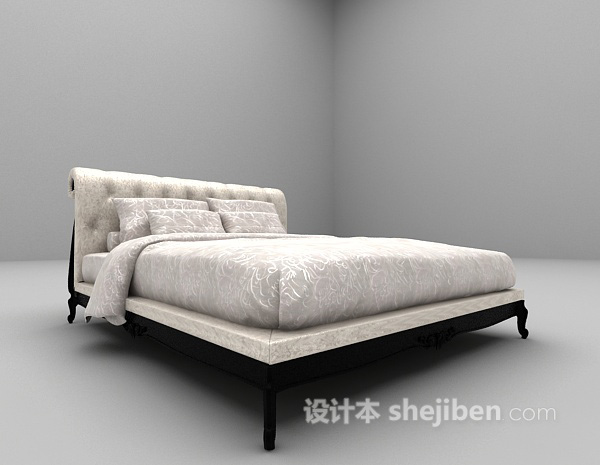 欧式风格新古典双人床免费3d模型下载