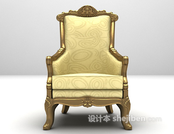 欧式单人沙发3d模型下载