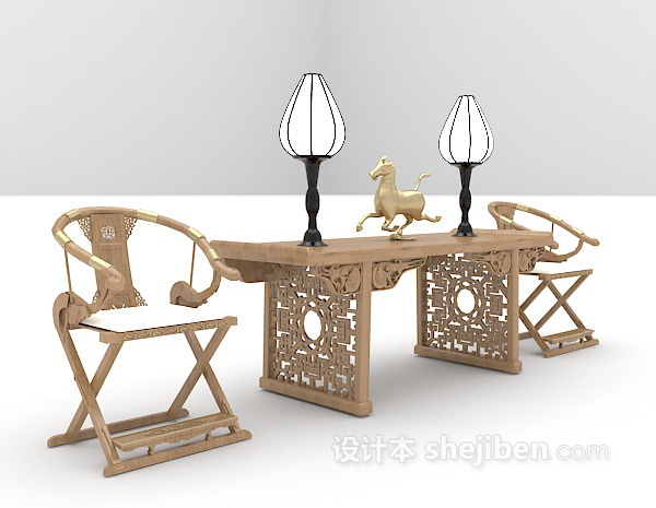 设计本欧式古典桌椅3d模型下载