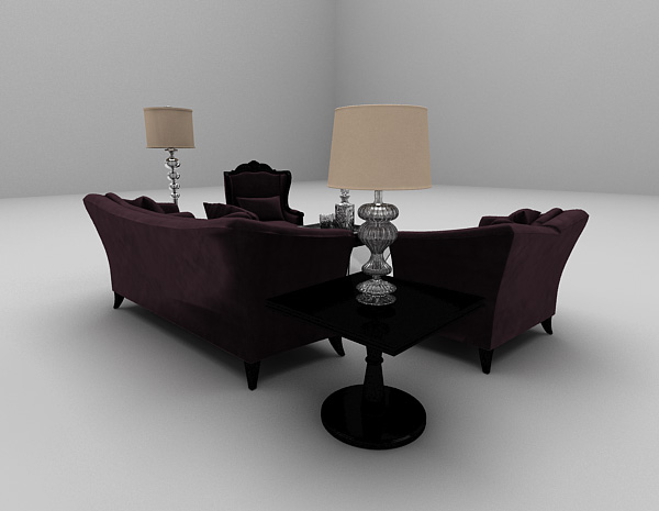 欧式风格深色单人沙发3d模型下载