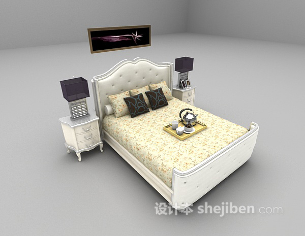 欧式风格欧式床免费3d模型下载