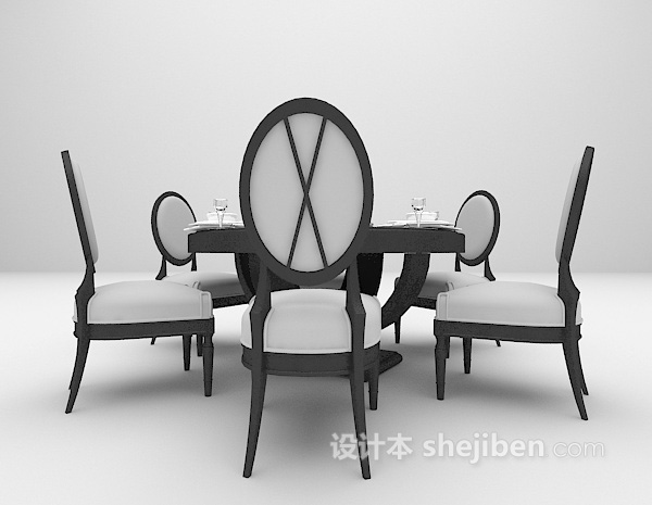棕色欧式餐桌3d模型下载