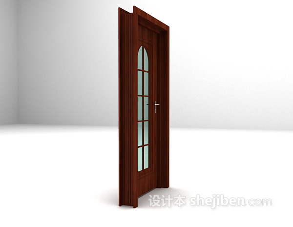 免费棕色木质门3d模型下载
