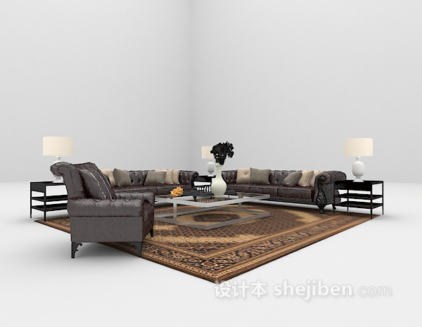 免费欧式复古组合沙发欣赏3d模型下载