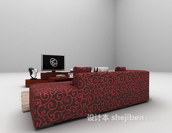 现代风格布艺沙发3d模型下载