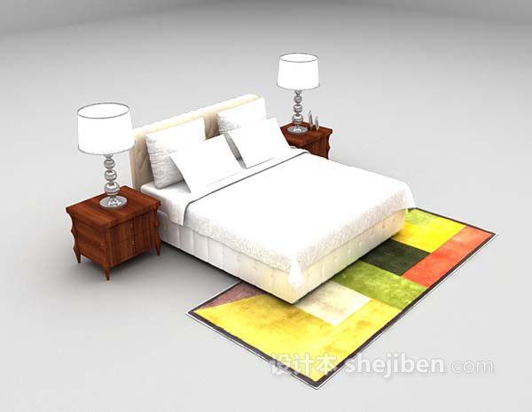欧式风格欧式双人床3d模型下载