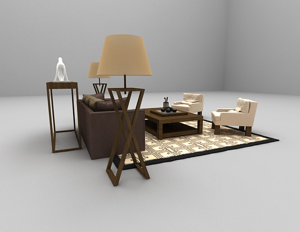 中式风格现代中式组合沙发3d模型下载