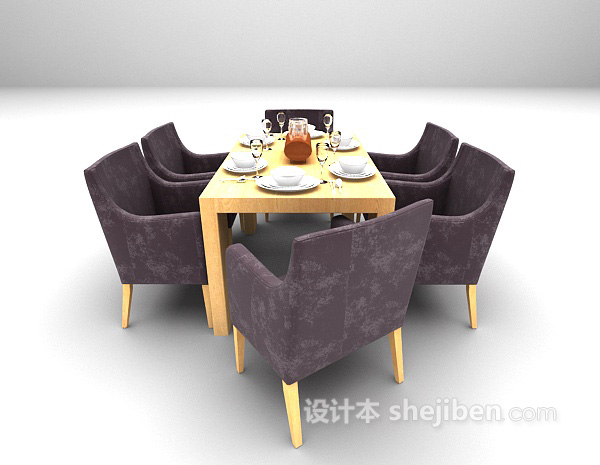 设计本现代简约餐桌3d模型下载