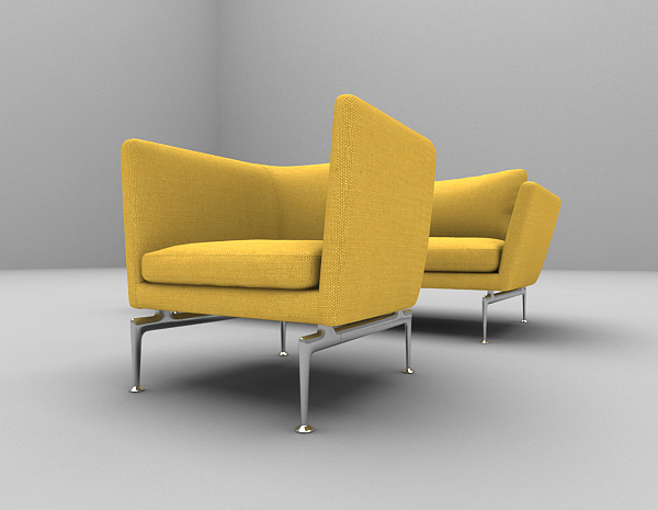 免费黄色多人沙发3d模型下载