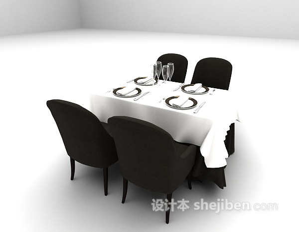 免费欧式西餐餐桌3d模型下载
