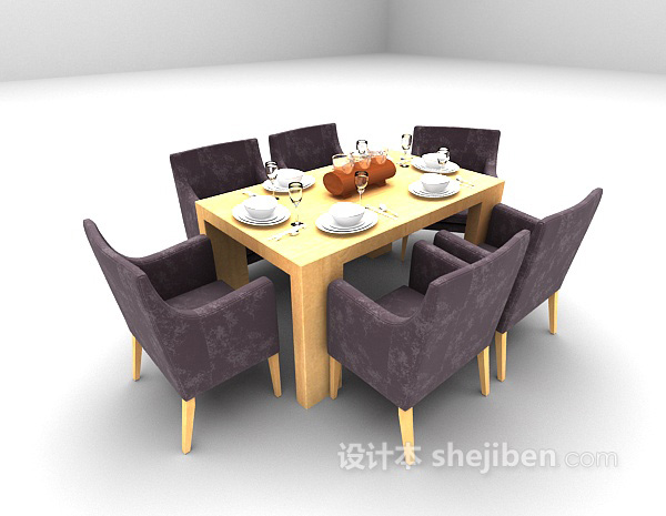 现代风格现代简约餐桌3d模型下载