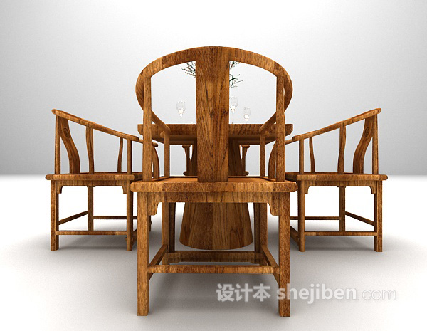 中式木质桌椅模型推荐