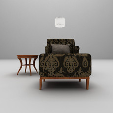 欧式棕色花纹沙发3d模型下载
