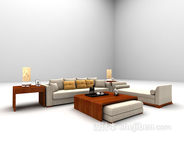 田园风格田园系组合沙发3d模型下载