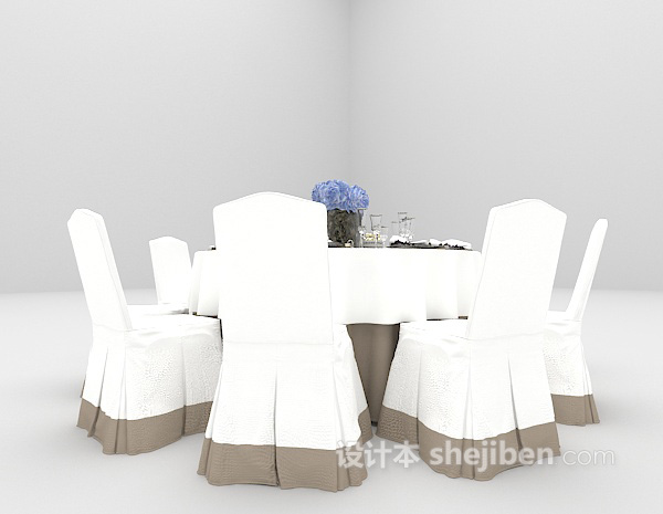 欧式风格白色欧式桌椅3d模型下载