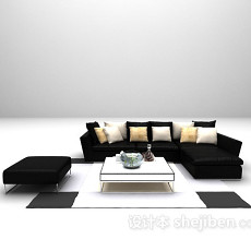 黑色组合沙发欣赏3d模型下载