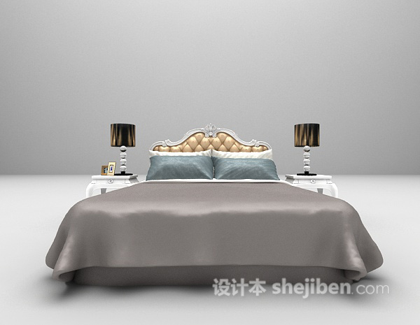 欧式风格白色欧式床欣赏3d模型下载