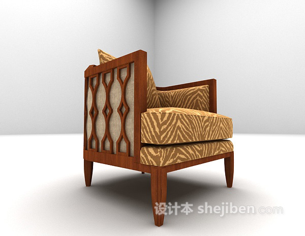 欧式风格欧式棕色单人沙发3d模型下载