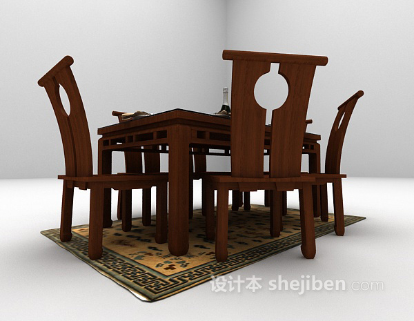 中式风格中式餐桌推荐3d模型下载
