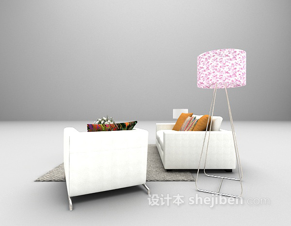 设计本现代白色沙发3d模型下载