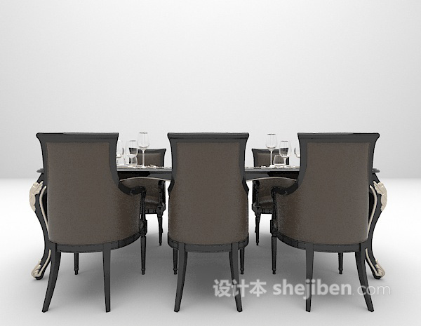 欧式简约餐桌3d模型下载