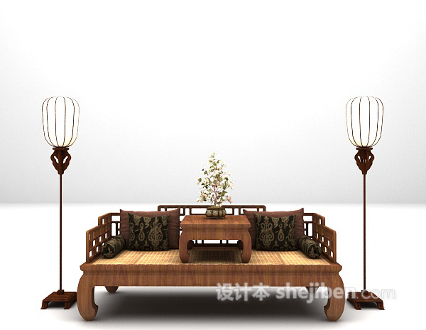 中式风格双人沙发大全3d模型下载