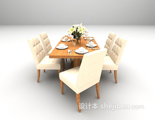 设计本现代桌椅组合3d模型下载