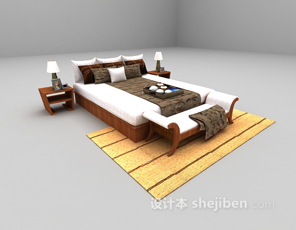 现代风格现代木质床大全3d模型下载