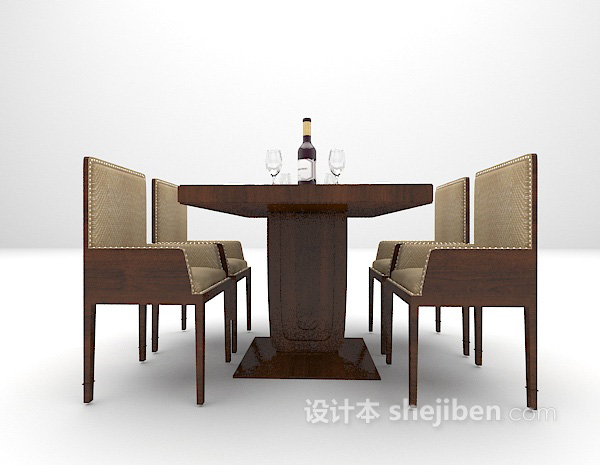欧式木质桌椅模型下载