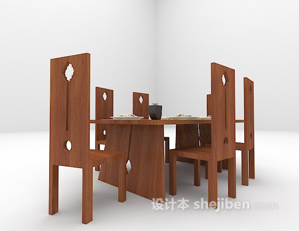 现代风格木质餐桌大全3d模型下载