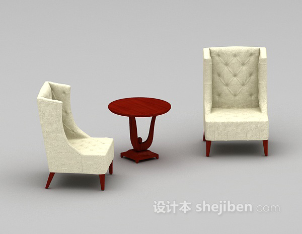 设计本灰色布艺桌椅组合3d模型下载