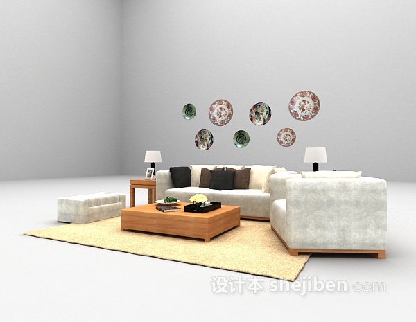 免费现代家庭沙发3d模型下载