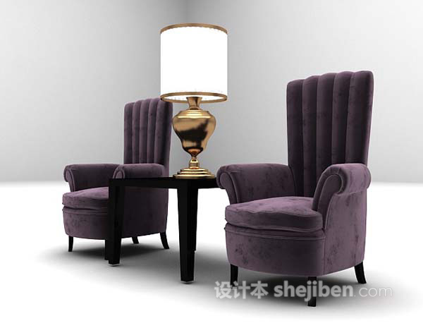 免费紫色桌椅组合推荐3d模型下载