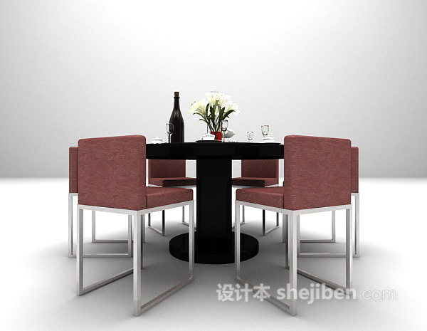 现代餐桌组合3d模型大全