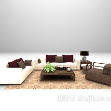 朴素田园组合沙发3d模型下载